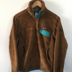 Patagonia Retool Snap Fleece Pull Over Brown Teal